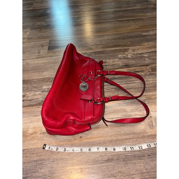 Coach Penelope F16529 Satchel Handbag Red Leather Turnlock Top Zip - Picture 12 of 16